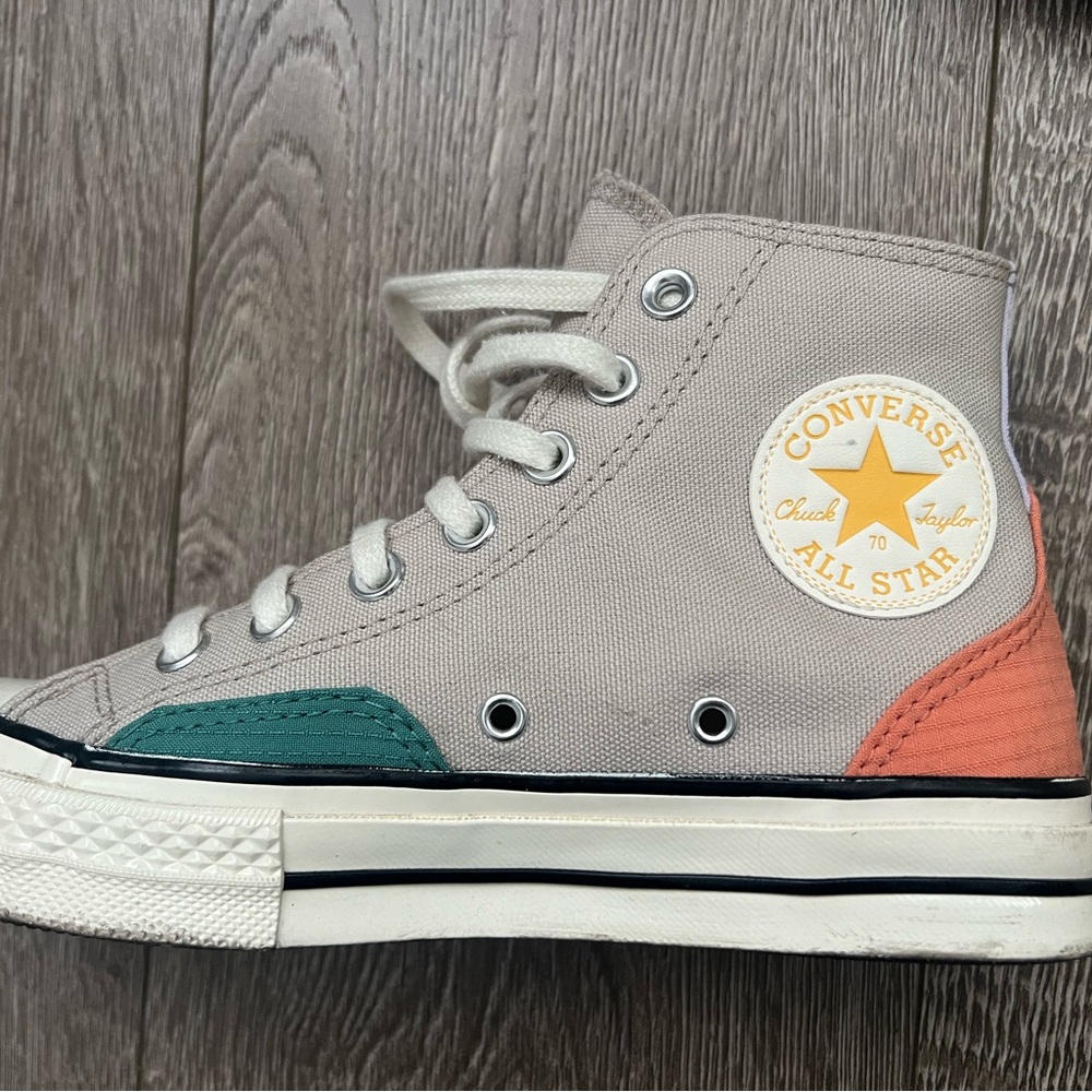 Converse All Star High-Top Sneakers - Beige, Green, and Orange